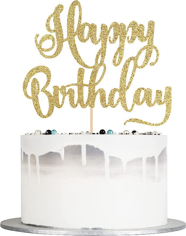 Photo 1 of **SEE NOTES**YUINYO Handmade Glitter happy birthday Cake Topper- gold