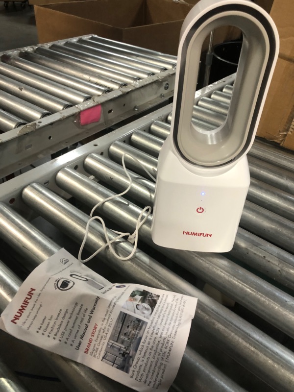 Photo 1 of NUMIFUN Bladeless Table Fan USB Rechargeable Desk Fan Ultra Quiet Portable Fan for Tabletop Nightstand Underdesk Touch Control, 3 Winds Speeds, 13 Inches