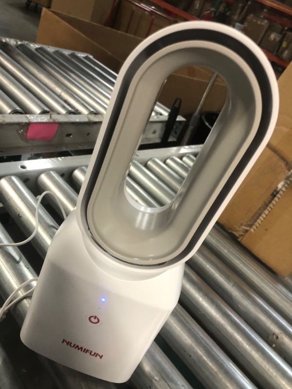 Photo 1 of NUMIFUN Bladeless Table Fan USB Rechargeable Desk Fan Ultra Quiet Portable Fan for Tabletop Nightstand Underdesk Touch Control, 3 Winds Speeds, 13 Inches