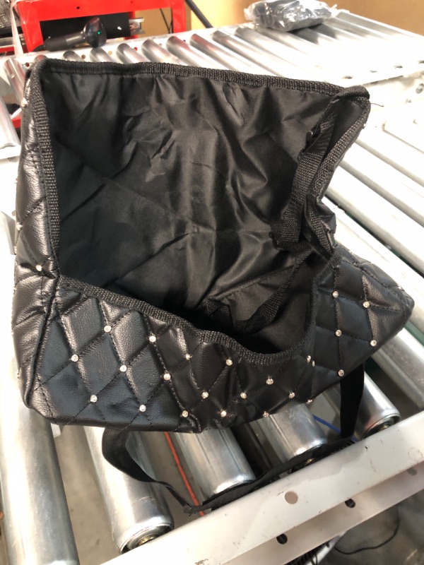 Photo 1 of Maylai Purse Holder for Car Durable Pu Leather Car Net Pocket Car Seat Storage Net Handbag Driver Storage Netting Pouch Seat Back Net Bag Backseat Pet Kids Barrier (Black with Diamond)