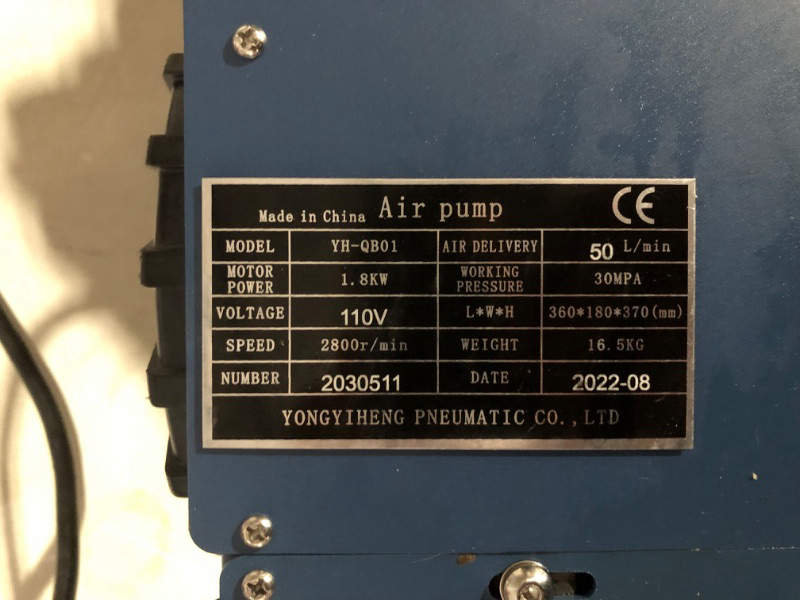 Photo 5 of ***NONFUNCTIONAL - FOR PARTS/REPAIR ONLY - SEE NOTES*** Yong Heng High Pressure Air Compressor Pump