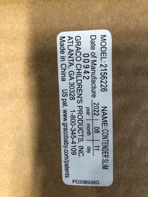 Photo 1 of Graco Contender Slim Convertible Car Seat, West Point