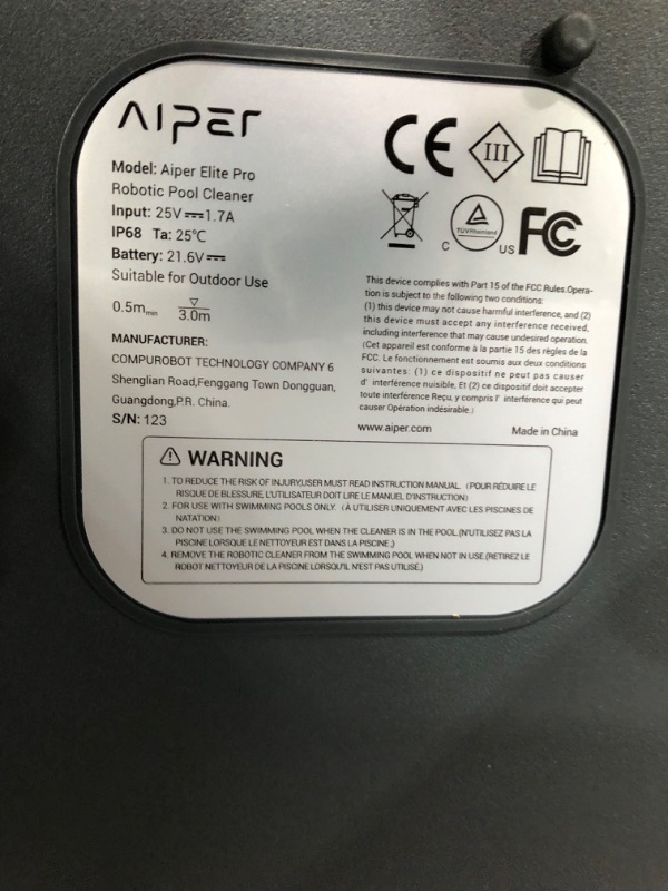 Photo 3 of **USED** AIPER Elite Pro Cordless Robotic Pool Cleaner