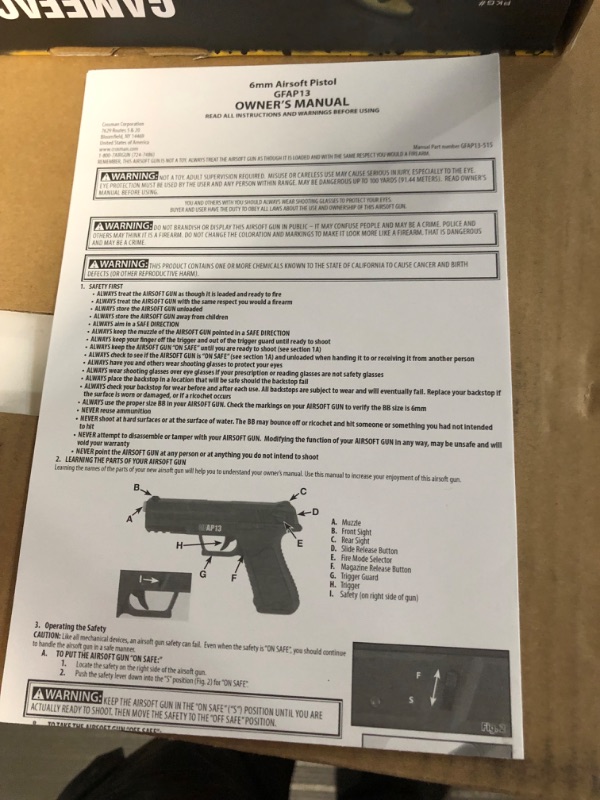 Photo 3 of ***SEE NOTES***
GAME FACE GFAP13 AEG Electric Full/Semi-Auto Airsoft Pistol With Battery Charger, Speed Loader And Ammo, Black
