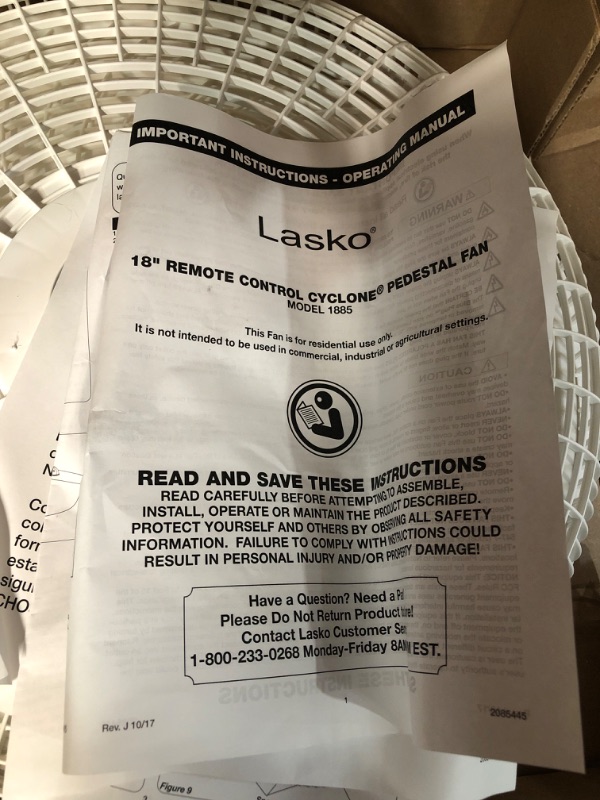 Photo 2 of ***FOR PARTS ONLY SEE NOTES***
Lasko, White 1820 18?  Oscillating Movement Tilt-back Fan Head, 2.3