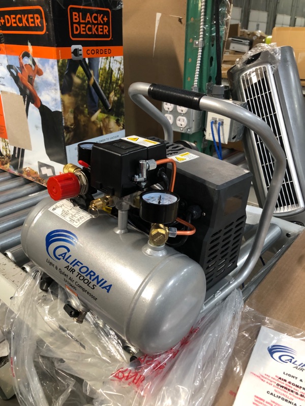 Photo 4 of ***PARTS ONLY NOT FUNCTIONAL***California Air Tools CAT-1P1060S Light & Quiet Portable Air Compressor, Silver 1 gallon