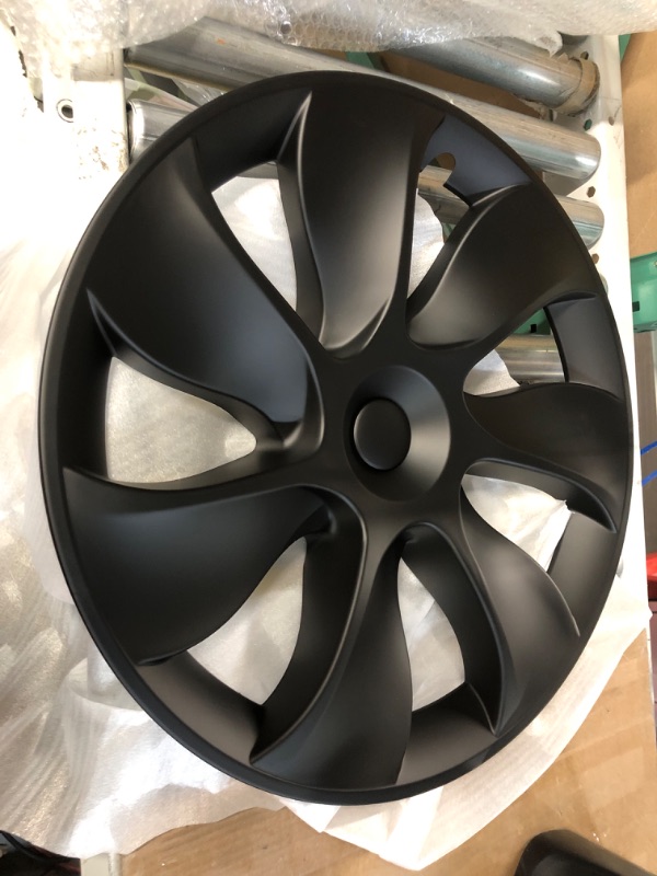 Photo 2 of 1 Tesla Model Y Wheel Hubcaps 19-Inch 1 Wheel Cover Matte Black 2020-2023 Model Y Tesla Accessories