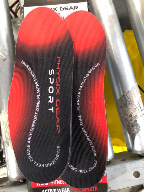 Photo 1 of Arch Support Insoles Men & Women by Physix Gear Sport -  Mens 5 - 6 1/2 | Womens 7 - 8 1/2 1 Pair - Red/Black