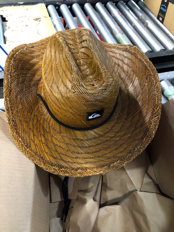 Photo 2 of [DAMAGE] Quiksilver Men's Pierside Lifeguard Beach Sun Straw Hat Small-Medium Dark Brown