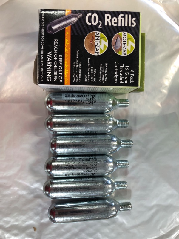 Photo 3 of 16g Threaded CO2 Cartridges 6-Pack Mole-Zap/Ant Zap Refills 2pk