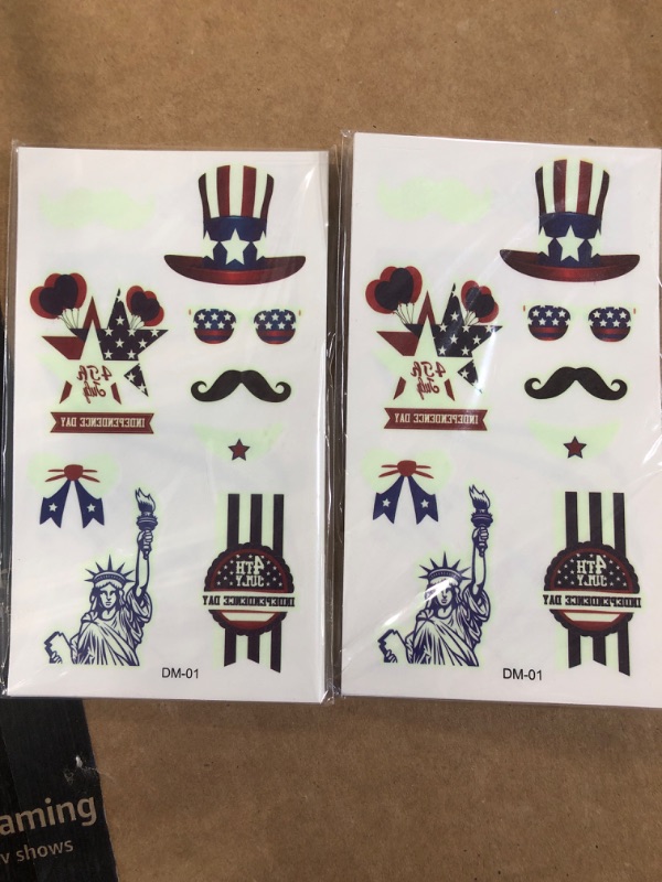 Photo 1 of (2) 6pack Fourth of July Temporary Tattoos USA Tattoos for Independence Day Memorial Day 