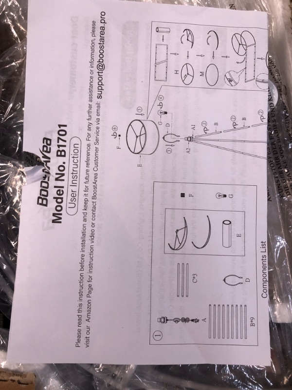 Photo 2 of *SEE NOTES BoostArea Floor Lamp for Living Room, Tripod Floor Lamp, 15W LED Bulb, 3 Levels Dimmable Brightness, Linen Lamp Shade, Mid Century Standing Lamp for Living Room, Bedroom, Study Room and Office N-shelf