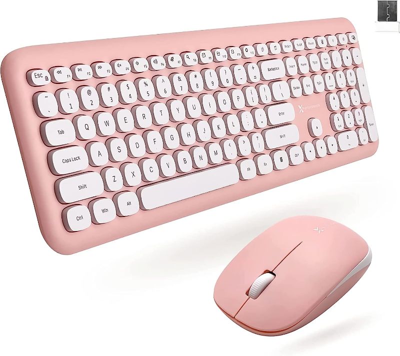 Photo 1 of X9 Performance Pink Keyboard and Mouse Combo - 2.4G Wireless - Transform Your Space with a Cute Colorful Wireless Keyboard and Mouse Set (110 Keys and 18 Shortcuts) - for PC and Chrome - Pink | White