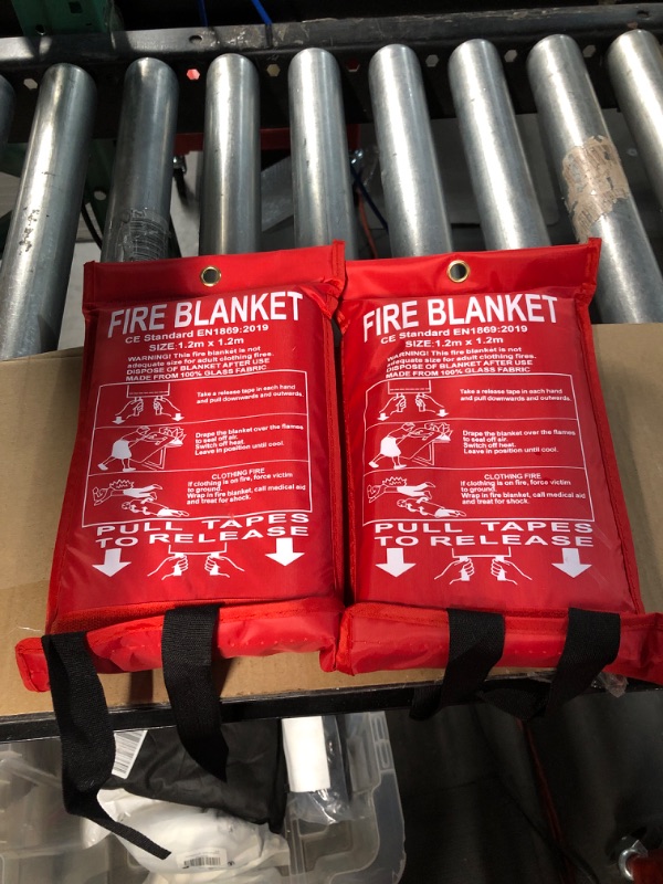 Photo 2 of  Fire Blanket Fiberglass Fire Emergency Blanket Suppression Blanket Flame Retardant Blanket Emergency Survival Safety Cover for Kitchen Home House Car Office Warehouse, 2 Pack (47" x 47")