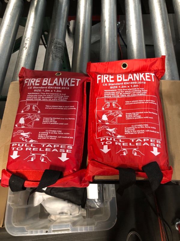 Photo 2 of  Fire Blanket Fiberglass Fire Emergency Blanket Suppression Blanket Flame Retardant Blanket Emergency Survival Safety Cover for Kitchen Home House Car Office Warehouse, 2 Pack (47" x 47")