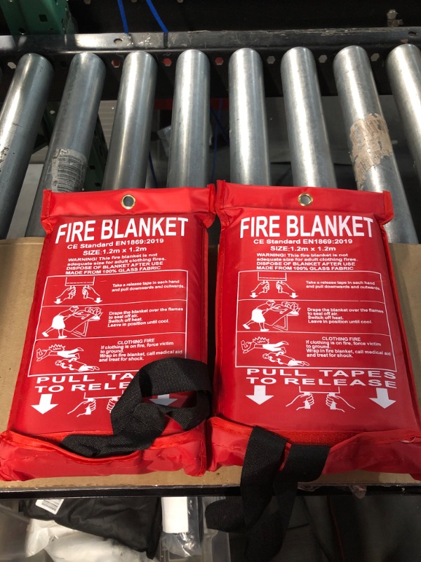 Photo 2 of  Fire Blanket Fiberglass Fire Emergency Blanket Suppression Blanket Flame Retardant Blanket Emergency Survival Safety Cover for Kitchen Home House Car Office Warehouse, 2 Pack (47" x 47")