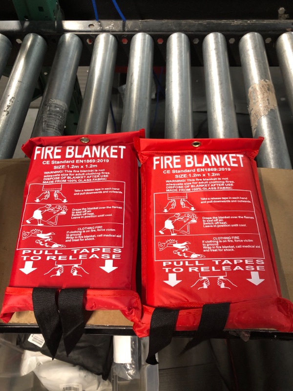 Photo 2 of  Fire Blanket Fiberglass Fire Emergency Blanket Suppression Blanket Flame Retardant Blanket Emergency Survival Safety Cover for Kitchen Home House Car Office Warehouse, 2 Pack (47" x 47")