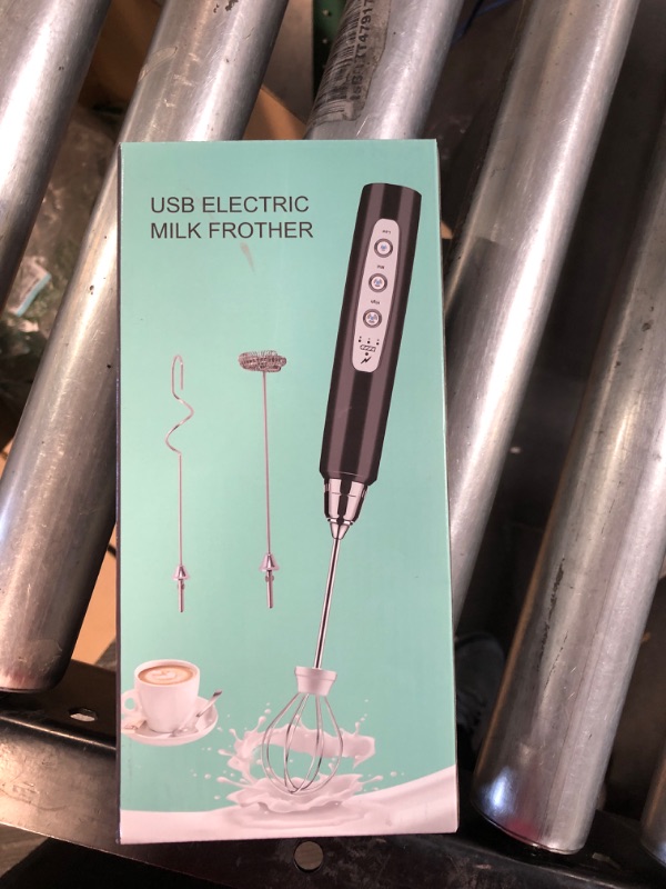 Photo 2 of Milk Frother Handheld with 3 Heads, Coffee Whisk Foam Mixer with USB Rechargeable 3 Speeds, Electric Mini Hand Blender for Latte, Cappuccino, Hot Chocolate, Egg - Black