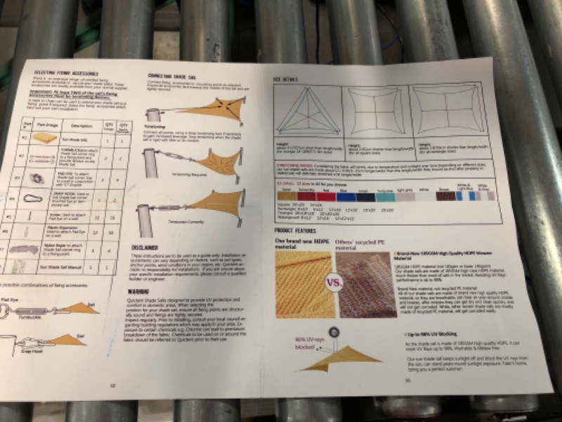Photo 3 of -**NO HARDWARE** Quictent 185G HDPE Rectangle Sun Shade