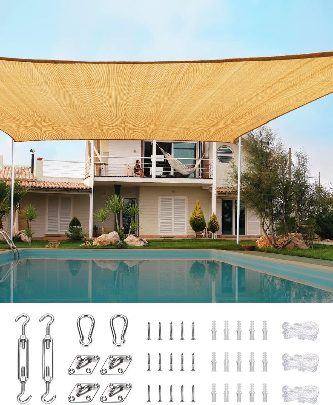 Photo 1 of -**NO HARDWARE** Quictent 185G HDPE Rectangle Sun Shade