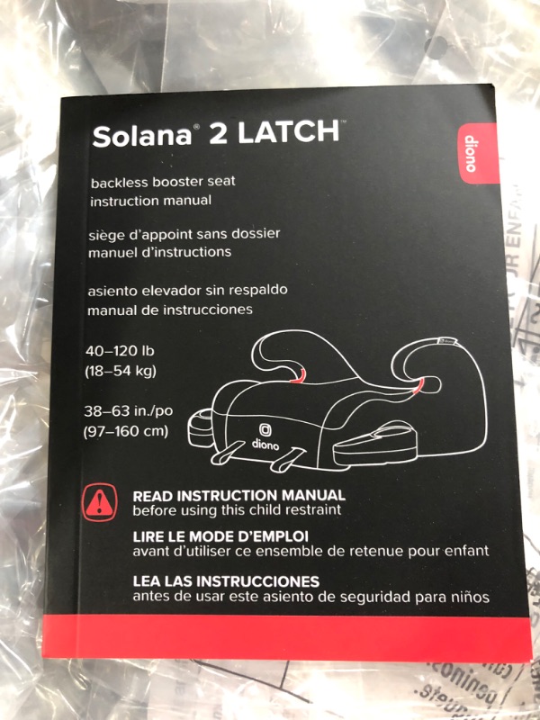 Photo 4 of Diono Solana 2 XL 2022, Dual Latch Connectors, Lightweight Backless Belt-Positioning Booster Car Seat, 8 Years 1 Booster Seat, Black NEW! LATCH Connect Single 