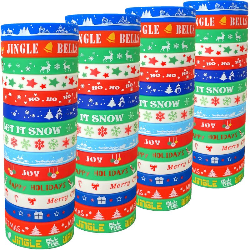 Photo 1 of *****STOCK PHOTO FOR REF ONLY Virtue morals 54.Pieces Christmas Silicone Bracelets Rubber Wristbands 15 styles 