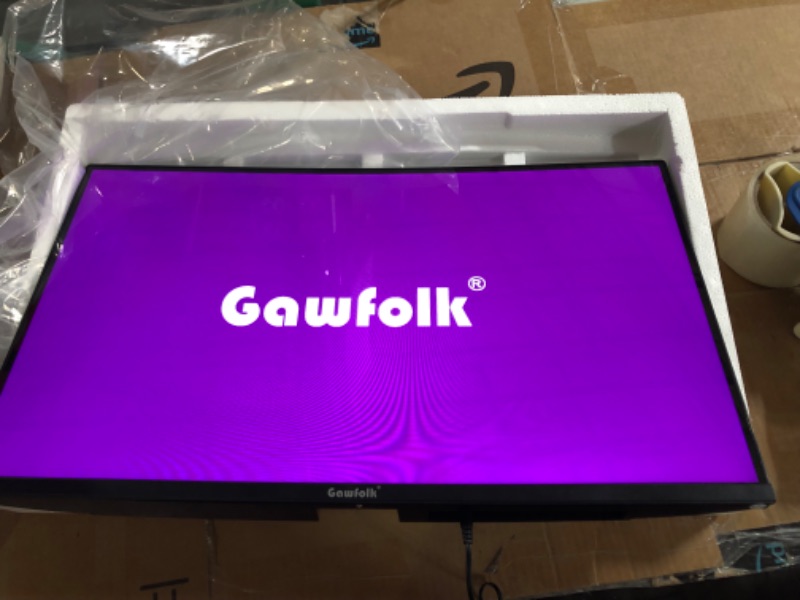 Photo 2 of Gawfolk 24” Curved Monitor 75Hz Full HD 1080P, Computer Display with AMD FreeSync HDMI VGA PC Monitor Ultra-Thin Zero Frame- Machine Black 24 inch 75Hz