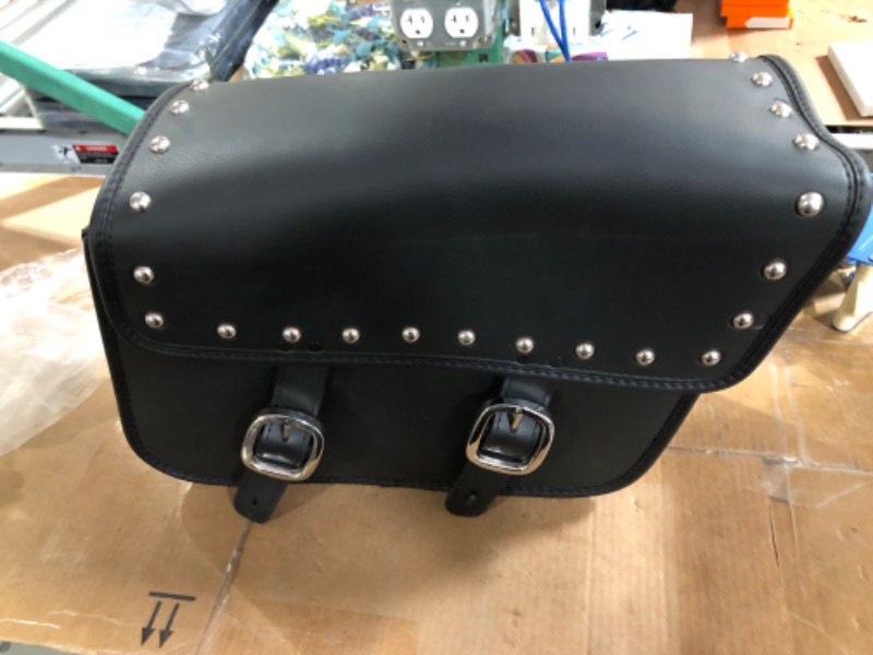 Photo 2 of Nomad USA Slanted Studded Black Synthetic Leather Motorcycle Throw Over Saddlebags