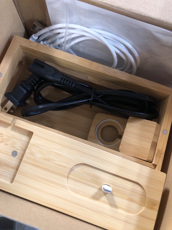 Photo 1 of Bamboo Charger Station for Multiple Devices Sendowtek 6 in 1 USB Charging Station 