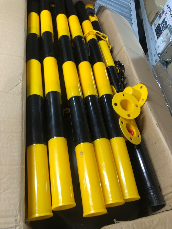 Photo 2 of 2 Pack Traffic Delineator Post Cones with Fillable Base, Adjustable Plastic Safety Barrier with 5Ft Plastic Chain,