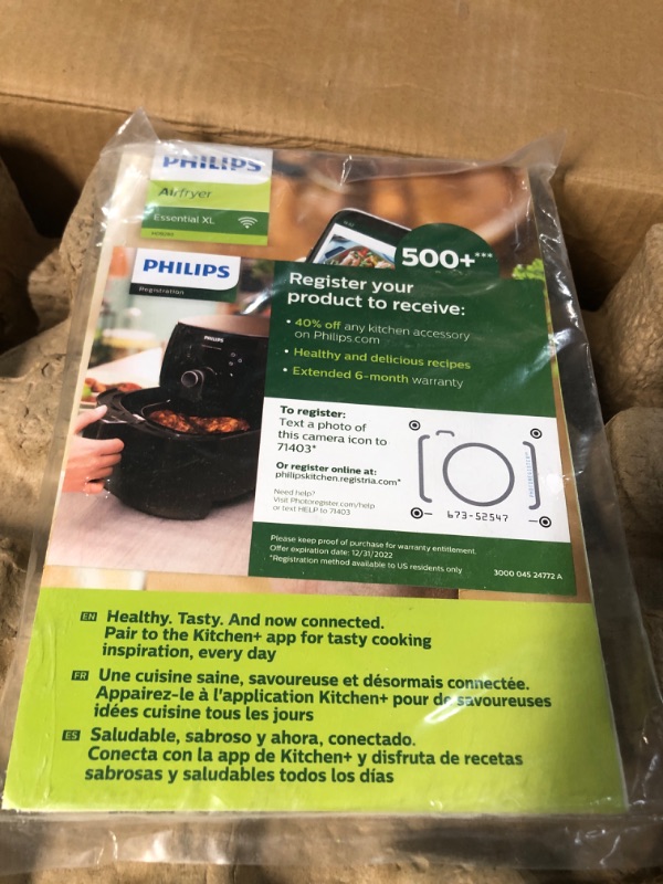 Photo 2 of *SEE NOTES Philips Essential Connected XL 2.65lb/6.2L Capacity Digital Airfryer with Rapid Air Technology, Wi-Fi Connected (Kitchen+ App), Alexa Compatible, Black- HD9280/91, Compact Connected XL Airfryer