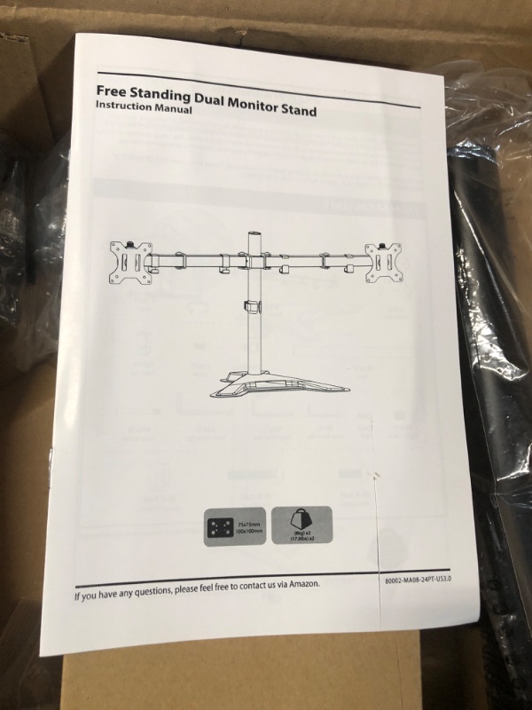 Photo 2 of *SEE NOTES MOUNT PRO Dual Monitor Stand - Free Standing Full Motion Monitor Desk Mount Fits 2 Screens up to 27 inches,17.6lbs with Height Adjustable, Swivel, Tilt, Rotation, VESA 75x75 100x100