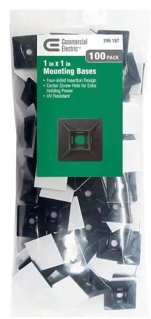 Photo 1 of 1 in. UV Mounting Base - Black (100-Pack) - package open may be missing some bases
