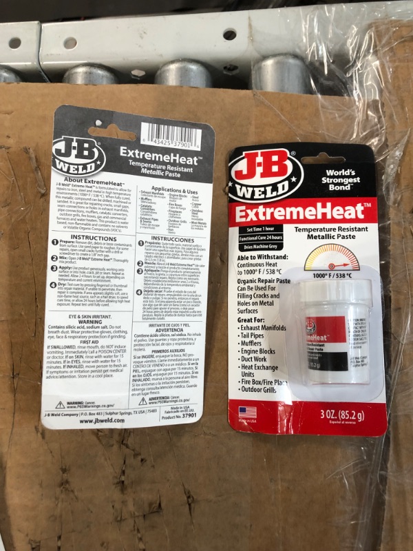 Photo 2 of J-B Weld 37901 ExtremeHeat High Temperature Resistant Metallic Paste - 3 oz - 2 pack