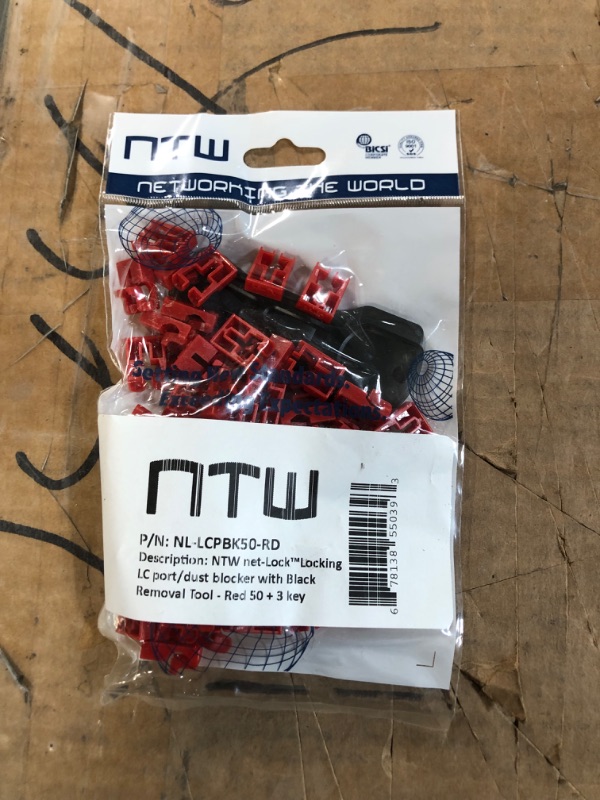 Photo 1 of NTW NL-LCPBK50-RD Net-Lock Locking LC Port/Dust Blocker with Black Removal Tool, red, 50 + 3 Key LC 50 + 3 Red
