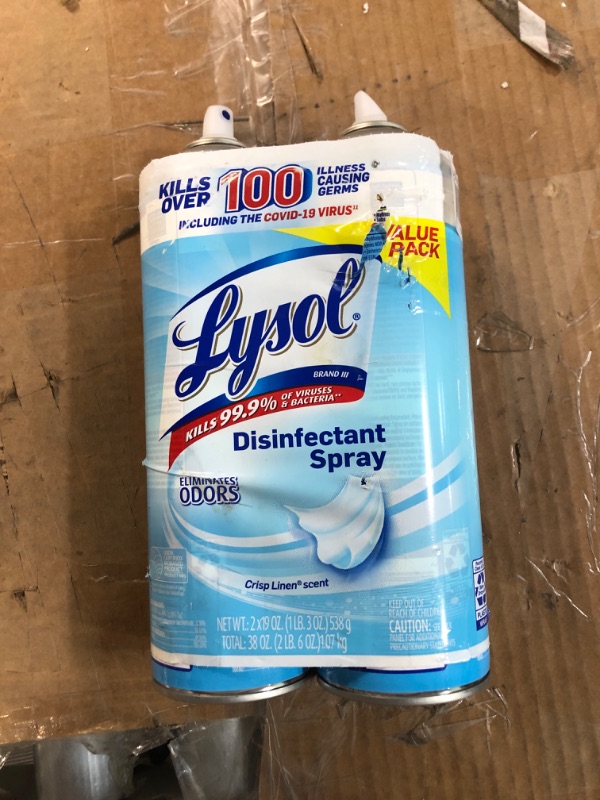 Photo 2 of *see notes* Lysol Disinfectant Spray, Sanitizing and Antibacterial Spray, For Disinfecting 19 Fl. Oz (Pack of 2)
