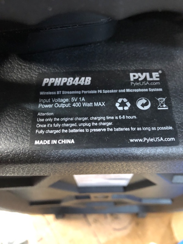 Photo 4 of *see notes* 400W Portable Bluetooth PA Loudspeaker - 8” Subwoofer System Pyle PPHP844B