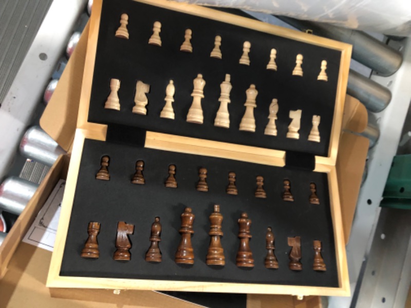 Photo 3 of AMEROUS 15 Inches Magnetic Wooden Chess Set