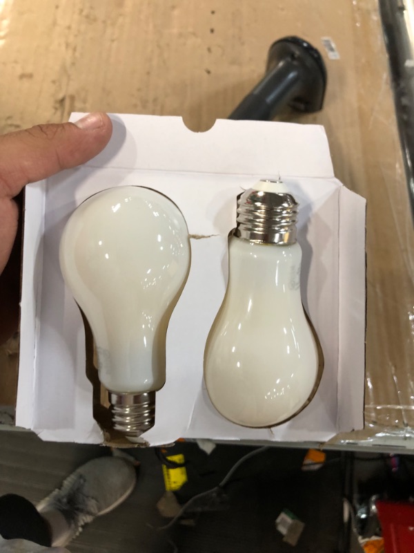 Photo 3 of 100-Watt Equivalent A19 Dimmable CEC Frosted Glass Filament LED Light Bulb Bright White (2-Pack)