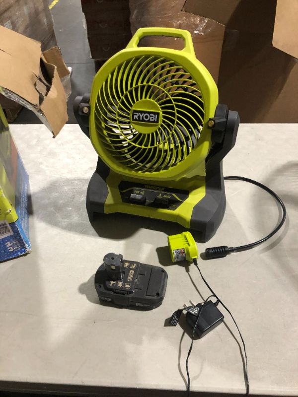 Photo 2 of ***UNTESTED - SEE NOTES***
Ryobi ONE+ 18V Cordless 7-1/2 in. Bucket Top Misting Fan Kit with 1.5 Ah Battery and Charger