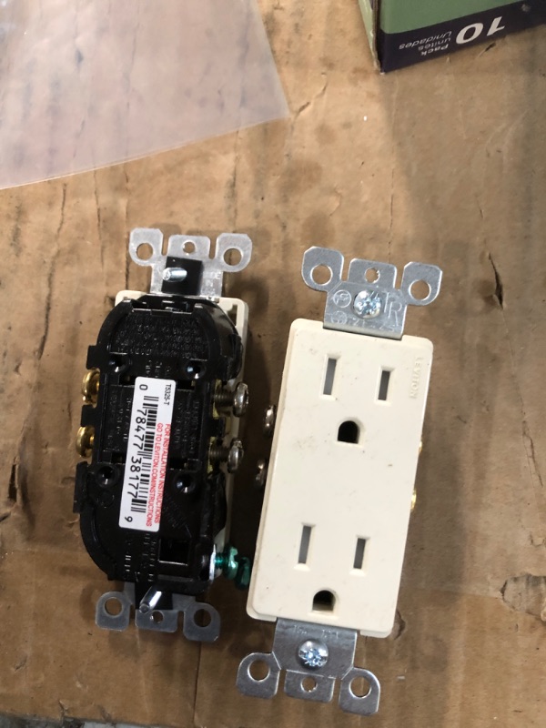 Photo 3 of 2 packLeviton Decora 15 Amp Tamper Resistant Duplex Outlet Receptacle, Light Almond