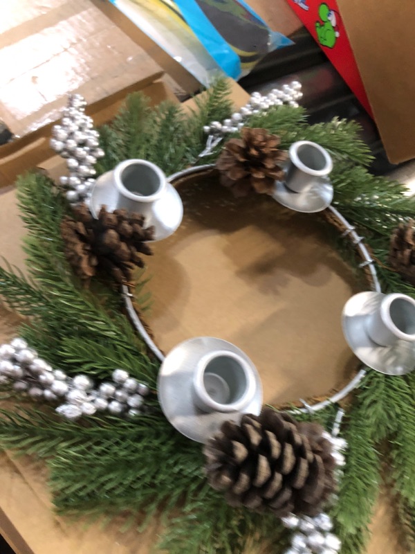 Photo 4 of [Safety Fire Retardant] Christmas Silver Advent Wreath Decoration,