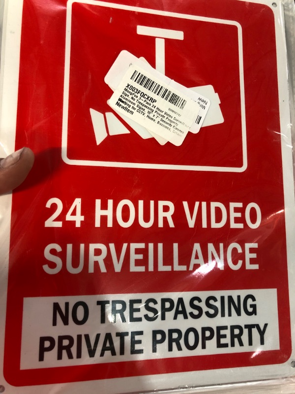 Photo 3 of MongFun 3-Pack 24 Hour Video Surveillance Sign, No Trespassing Private Property Aluminum Signs, 10" x 7" **set of 2 ***