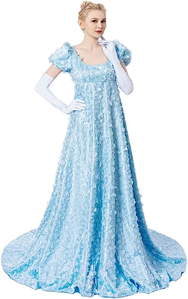 Photo 1 of Daphne Dress Cosplay Costume Women's Regency Dress Blue Lace Dress Female-M Style a