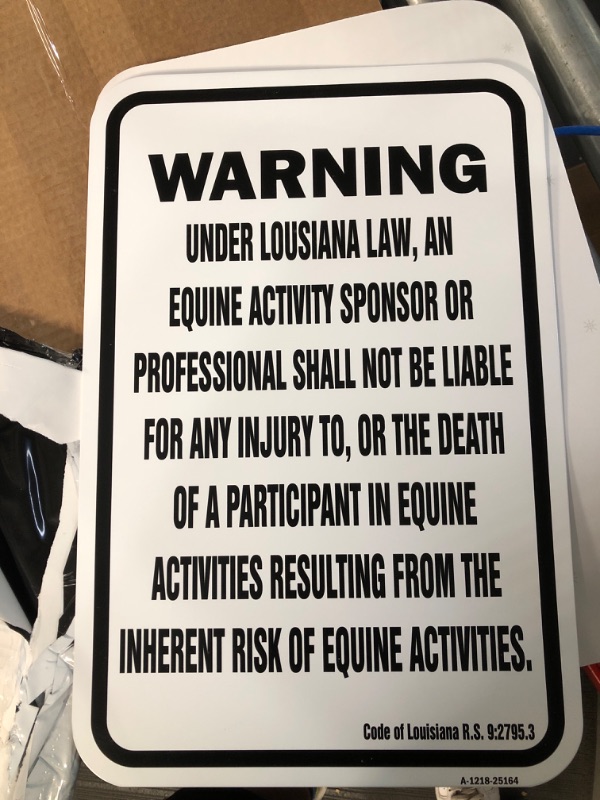 Photo 2 of Louisiana Equine | 12" X 18" Heavy-Gauge Aluminum Rust Proof Parking Sign | Protect Your Business & Municipality | Made in The USA