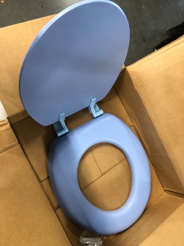 Photo 2 of **USED BUT APPEARS NEW** Soft Standard Vinyl Toilet Seat, Light Blue 17 Inch Vinyl