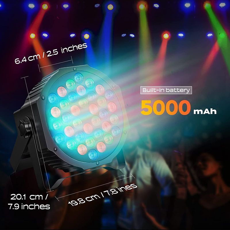 Photo 1 of Rechargeable Par Can Lights U`King Wireless LED Uplights Battery Powered Uplighting with RGB 36W Stage Lighting Up Light 36 Led-Single