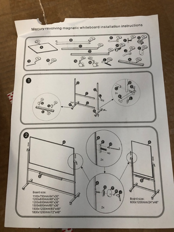 Photo 2 of **PARTS ONLY**  48"W x 36"H Reversible Dry Erase Double-Sided Magnetic Whiteboard with Aluminum Frame (NO WHITE BOX)