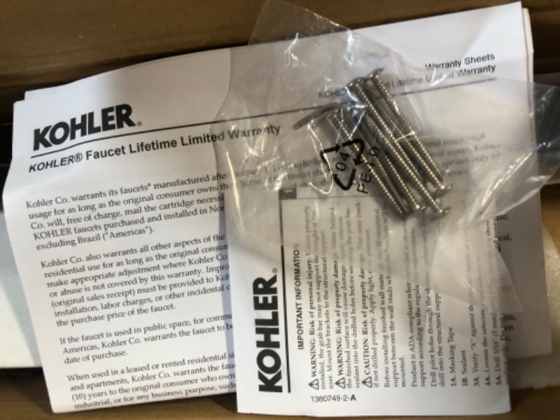 Photo 2 of **USED BUT APPEARS NEW** Kohler K-23295-BL Square Grab Bar, Matte Black