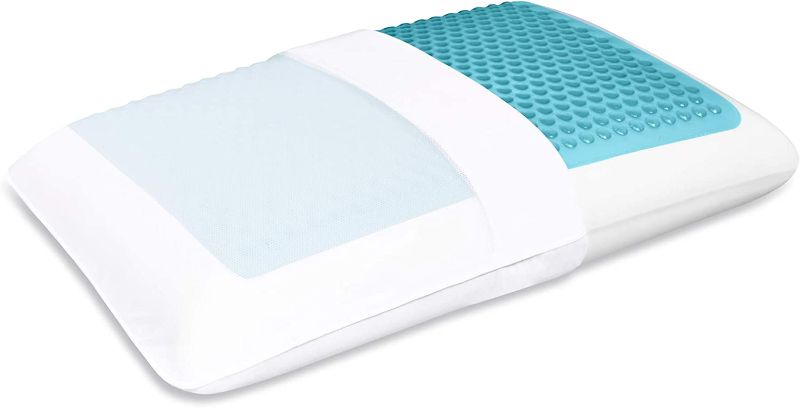 Photo 1 of **USED BUT APPEARS NEW** Comfort Revolution Blue Bubble Gel + Memory Foam Pillow, Standard (Pack of 1), White